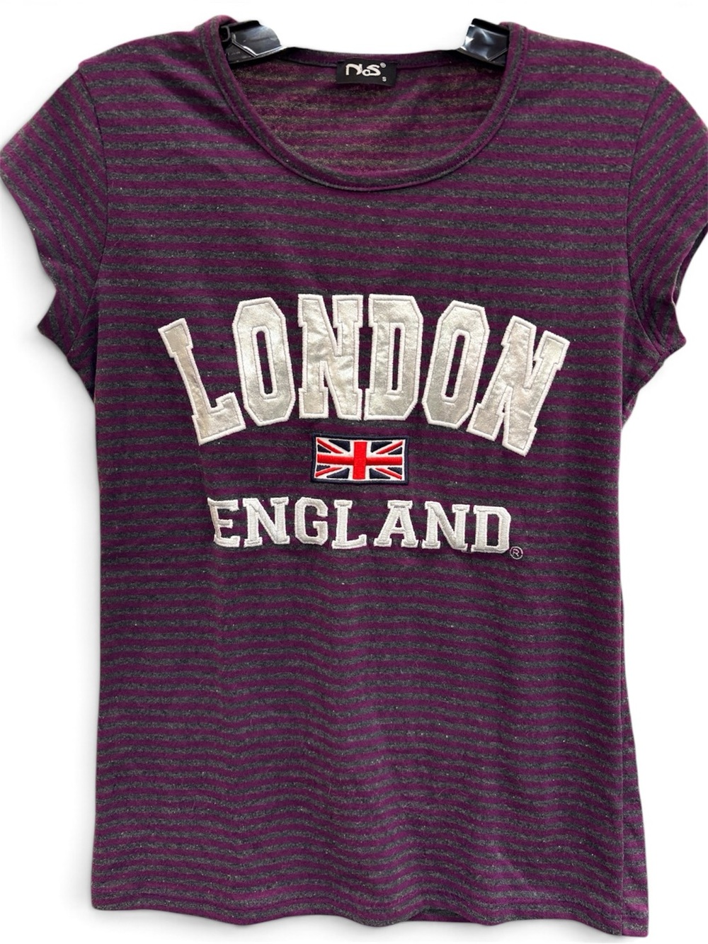 Purple Striped 'London England' 🏴󠁧󠁢󠁥󠁮󠁧󠁿 Women’s Short Sleeve Tee. NWOT